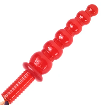 FRKO Big Female Anal Plug With Handle Qilian Ball Gourd Red Sex Toy Dildos For Women Masturbation Vagina Massage Erotic Products 4