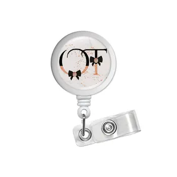 

Badge Reel Rose Gold OT White Marble Occupational Therapist Retractable Badge Holder O T Badge Clip Occupational Therapy Id Badg