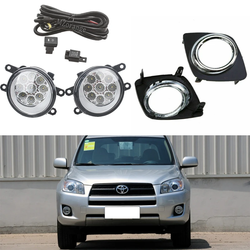 1 set led Для Toyota RAV4 2009-2012 противотуманный светильник s галогенный светодиодный противотуманный светильник Противотуманные фары головной светильник s головной светильник противотуманный светильник s Рамка противотуманный светильник s DRL - Цвет: 1 set led