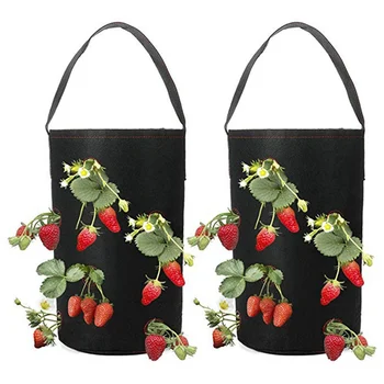 

1Pcs Felt Hanging Garden Farm Home Planting Grow Bag For Strawberry Flower Vegetable Flower Potato Plants Fruit Planting 3 Color