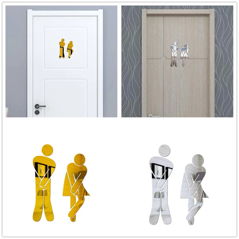 3D Wall Stickers Acrylic Board Bathroom Mirror Sticker Bar Toilet Men And Women Identity Door Plate Instructions