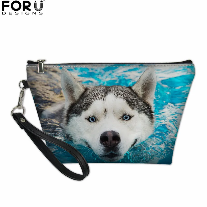 FORUDESIGNS Несессер для косметики макияж Хаски 3D печать косметичка модная Женская Ручная сумочка косметичка на молнии Красота Чехол