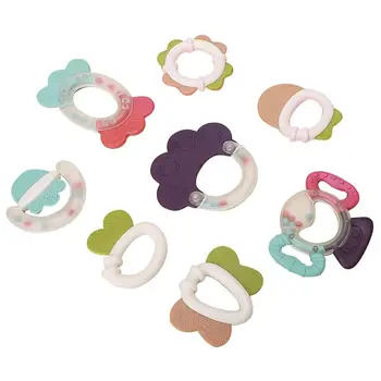 

1 Set Baby Rattle Teether Toy Cartoon Teeth Grinding Toy Silicone Molar Rod Toy Funny Soothing Teething Toy for Baby Toddler