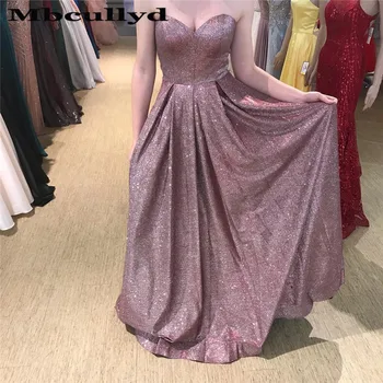 

Mbcullyd Sequined Prom Dresses Long 2020 Sweetheart A-line Evening Pageant Dress For Women Backless robe de soiree Customize