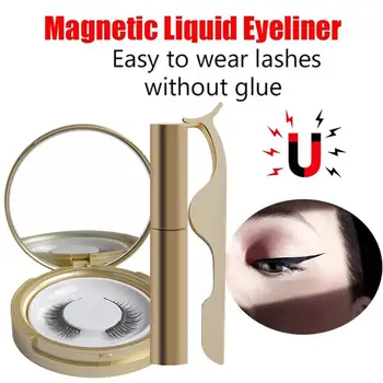 

Magnetic Eyeliner Eyelash Set Natural Handmade Waterproof Prevent Allergic Magnetic False Eyelashes With Eyelash Applicator