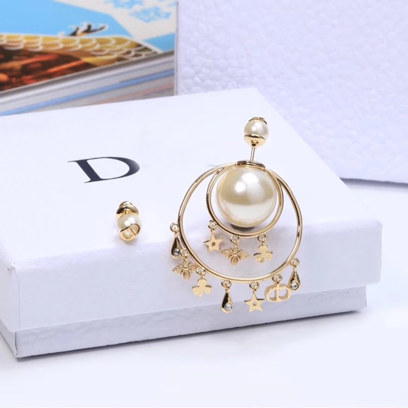 

C1321 Korean wave new earrings asymmetrical size pearl wedding earrings letter star flower tassel ears pendant