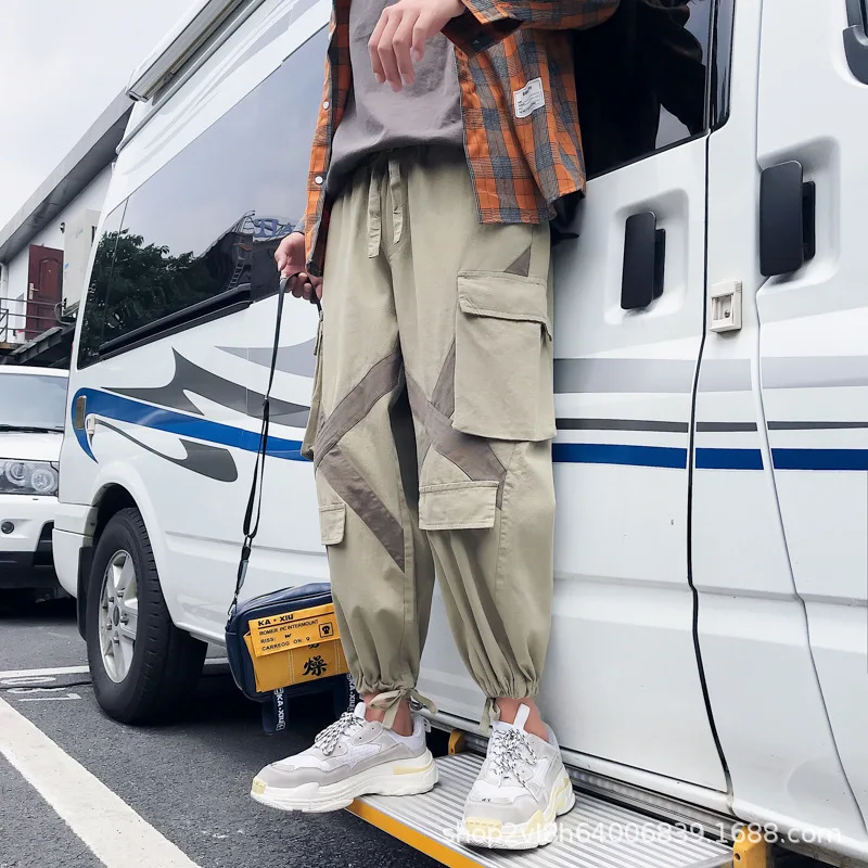 

Men's Casual Pants New Style Capri Pants 2018 Autumn New Style Stripes Contrast Color Harem Pants Loose-Fit Men's Trousers