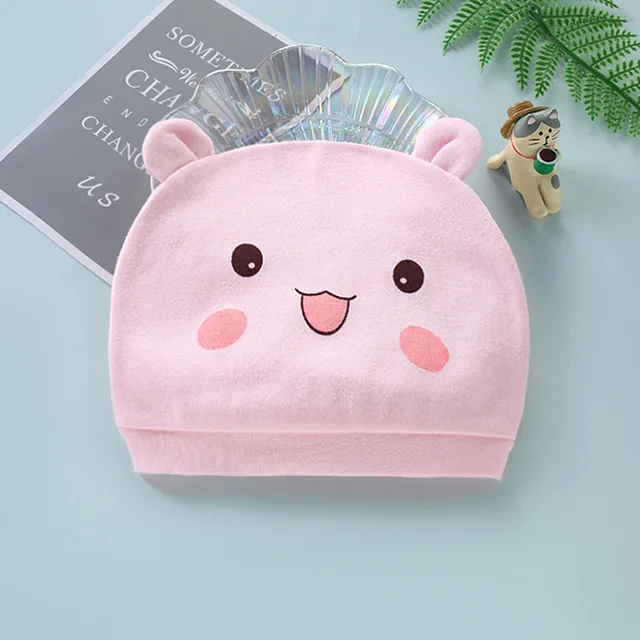 Four Seasons Kids Newborn Baby Hats 100% Cotton Cap 40 Color Cartoon Cute Printed Hat Suitable for 0-12 Months Baby Accessories Pikachu pink