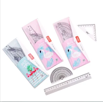

Plastic Measuring tool Math Geometry Kit Set school Protractor 20cm ruler school supplies items office stationary