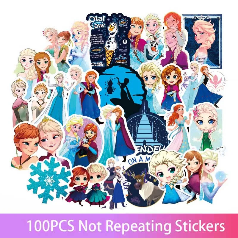 100 шт disney наклейки s Принцесса Эльза граффити замороженная наклейка для детей на ноутбук чемодан для скейтборда велосипед стикеры - Цвет: 100 PCS TZ-23