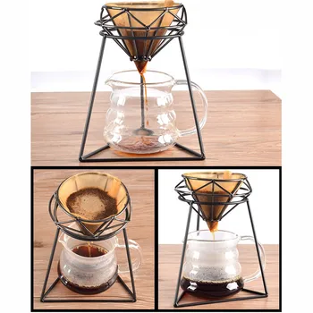 

Manual Pour Over Drip Coffee Filter Cup Bracket Tea Leaf Stand Rack Hand-washed Coffee Filter Cup Holder Coffee Supplies