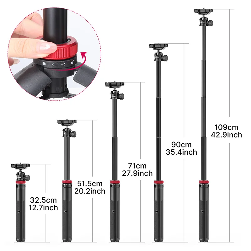 Tripé para Câmera Extensor com Suporte para Celular e Disparo Dslr de 42 Polegadas Ulanzi Vertical - Image 4