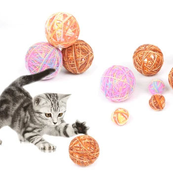 

Interactive Pet Cat Toy plush thread Rope Weave Ball Kitten Teaser Playing Chewing Scratch Catch Supplies Dog Handmade Bell