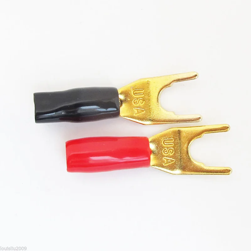4 шт. Позолоченные тюнинговые вилки Banana Spade Plug Solderless Акустический кабель клеммы питания AC889