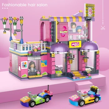 

Fashionable Hair Salon City Building Blocks Good Friends Series DIY Toys Figures action Figure Car House Kit constructor bricks