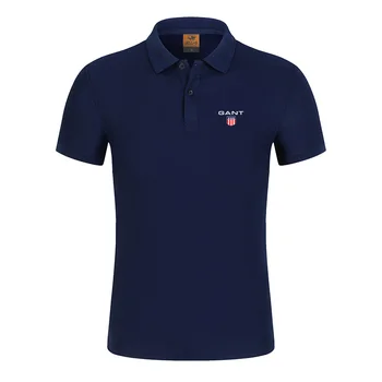 Men's Lapel Solid Color Printed Polo Top