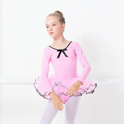 Pink Long Розовые Платья с цветочным узором для девочек; балетное танцевальное платье с юбкой из тюля; детская одежда; трико с круглым вырезом для балерины; танцевальная одежда для девочек - Цвет: Pink Long