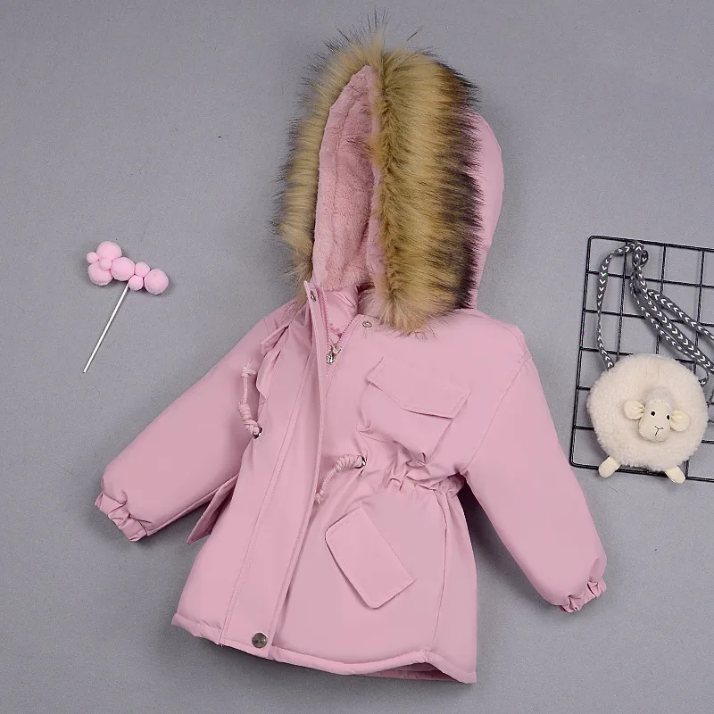 Корейские зимние куртки для девочек; детская одежда; одежда из хлопка; утепленные хлопковые пальто принцессы; зимние детские пальто с мехом