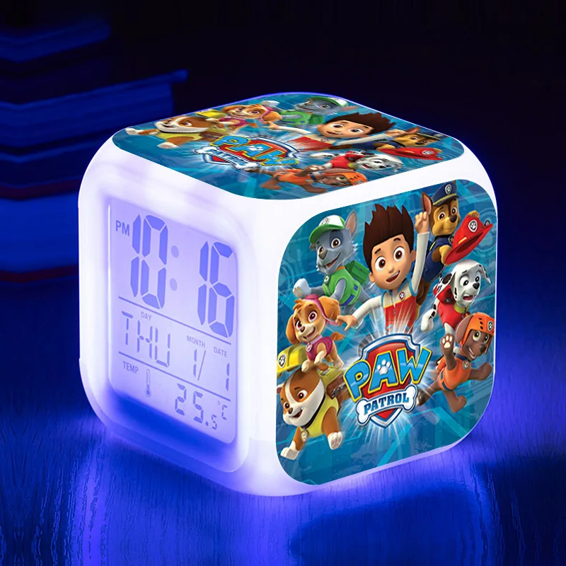 Paw Patrol светодиодный аниме Рисунок мультфильм будильник Patrulla Canina Ryder фигурки детский будильник подарки на день рождения 7D08