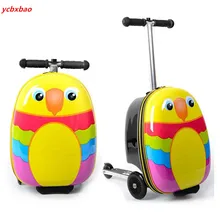 1" Детский скутер на колесиках, чемодан для путешествий с героями мультфильмов, чемодан с колесиками, детский Дорожный чемодан на колесиках, детский Багаж