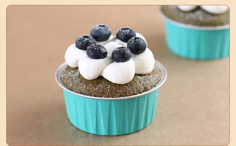 50pcs 125ml round cake baking mold aluminum foil baking bowl pudding mousse tin paper cup party birthday wedding favor decor cup