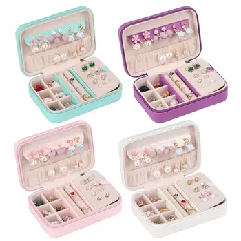 

Women Girls Multi-function Simple PU Leather Jewelry Box Protable Travel Earrings Ring Necklace Storage Case