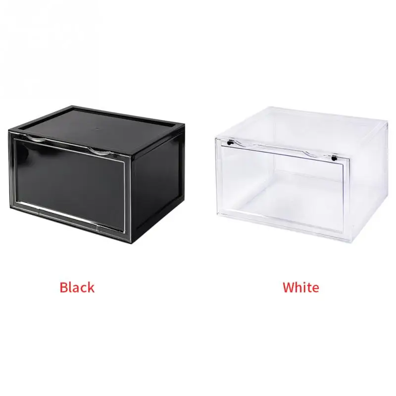 Six Pieces Thicken Tidy Foldable Household Display Case Shoe Box Office Stackable Drawer Type Transparent Solid Detachable