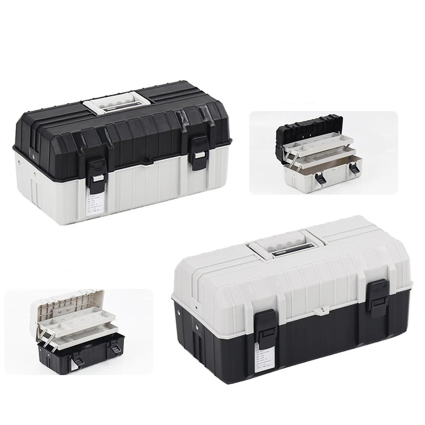 17 Inch Three Layer Plastic Foldable Toolbox Household Maintenance Electrician Tool  Storage Case Multi-functional Box
