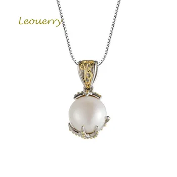 

Leouerry 925 Sterling Silver Octopus Paw Wrapped Natural Baroque Pearl Pendant Round Shell Pearl Pendant for Women Fine Jewelry