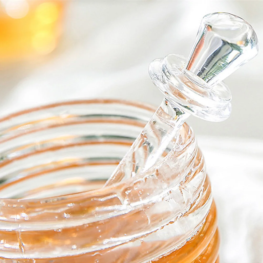 Beehive Braed Home Kitchen Tools Seasoning Bottle Dispenser Syrup Honey Jar Stirring Rod Storage Pot Crystal Condiment Breakfast