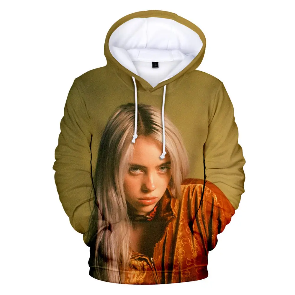 Классический тренд Billie Eilish 3D толстовки Толстовка для мужчин и женщин Billie Eilish толстовки с капюшоном осенне-зимняя одежда Топы - Цвет: 1