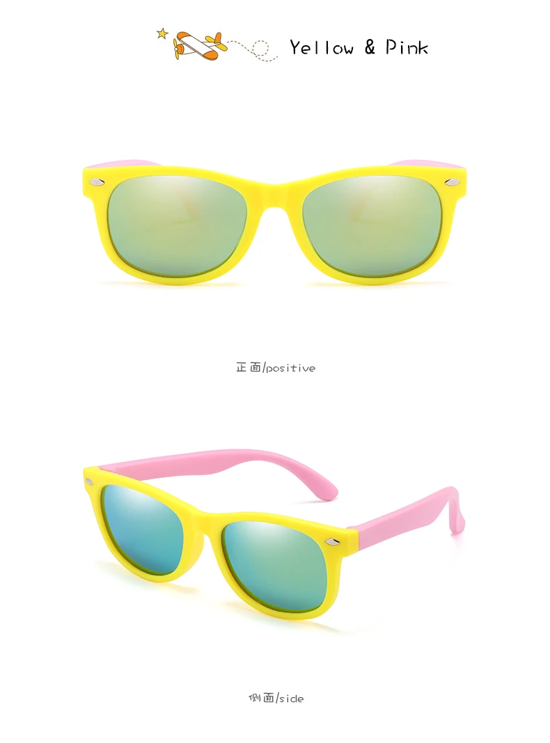 Rubber Polarized Sunglasses Kids TR90 Boys Girls Mirror Polaroid Sun Glasses Silicone Safety Glasses for Children Baby_voghion.com