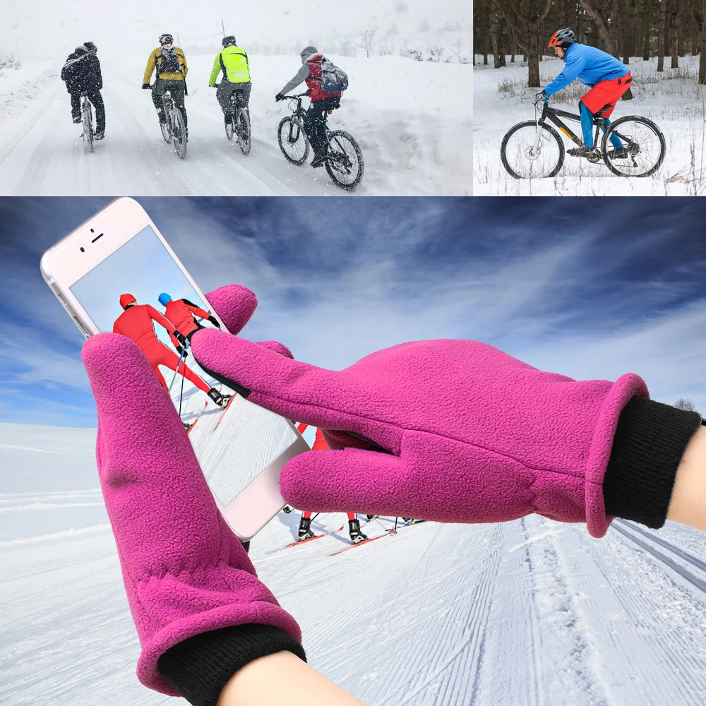 1 пара тепловых сенсорных перчаток для велоспорта Зимние флисовые перчатки для спорта на открытом воздухе походные зимние велосипедные перчатки