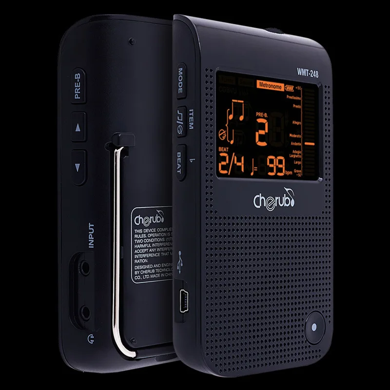 

Cherub WMT-248 metronome tuner for Chromatic Guitar Bass Violin Ukulele Tempo range 30~250 bpm Beat 0~6 Rhythm