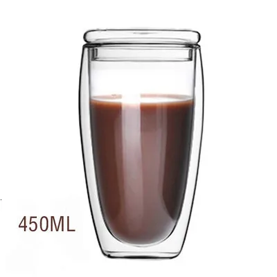 450ML Двухслойные стеклянные кружки с двойными стенками и крышкой Bodum переносные высококачественные стеклянные кружки для вина и пива кофейные чашки в форме яйца - Цвет: 450ML