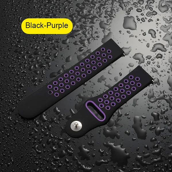 Black Purple UEBN 20 мм силиконовая сменная дышащая повязка для samsung Galaxy Watch Active 2 44 мм 40 мм ремешок на запястье браслет умные Ремешки для наручных часов - Цвет ремешка: Black Purple