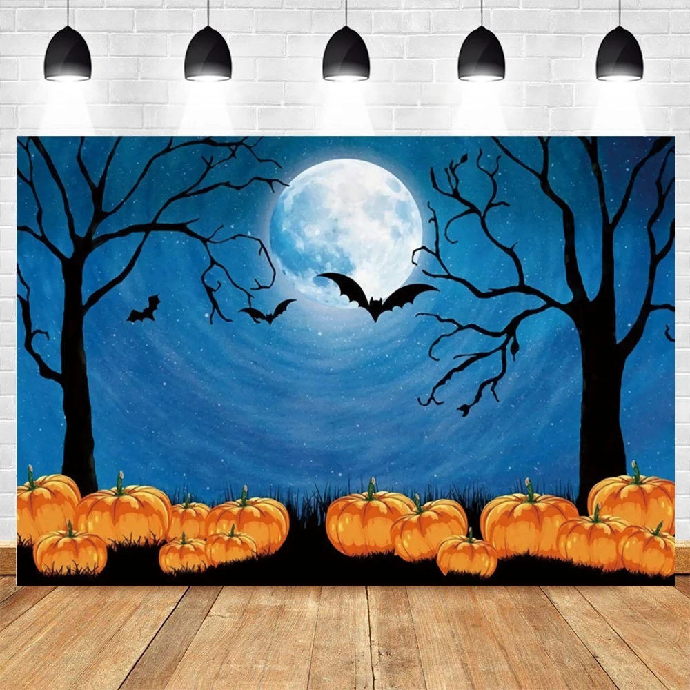 

Halloween Party Background Photography Decor Baby Shower Birthday Night Pumpkin Moon Backdrop For Studio Photo Vinyl Photophone