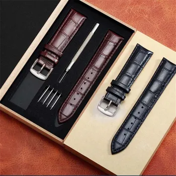 

Leather 2019 Watchbands Women Men Wrist Watch Band Strap Pin Buckle Clasp Genuine Leather Watchband Correas de reloj 20mm 22mm