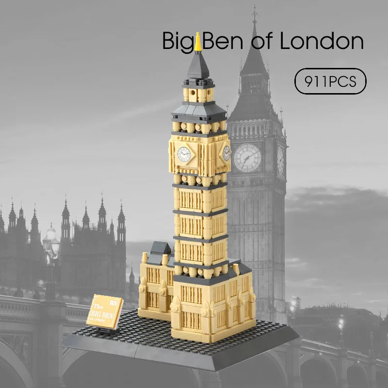 New 890pcs World's Famous Architecture Elizabeth Tower Model of Landon DIY Building Blocks 3D Assembly Toy for Boys Gifts | Игрушки и