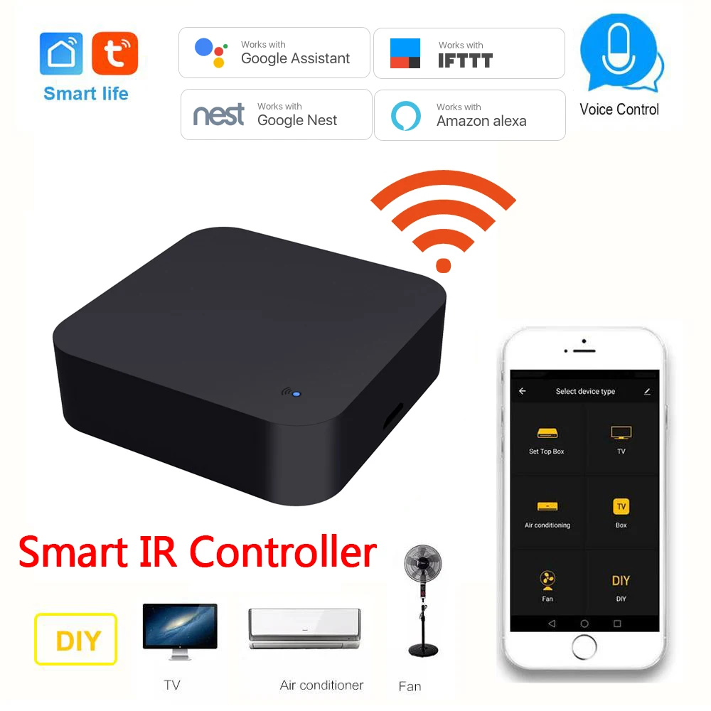 Умный ИК пульт дистанционного управления Wi Fi Tuya совместим с приложением Alexa Google