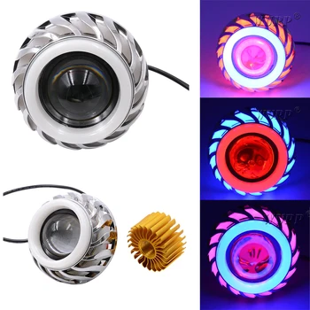 

Motorcycle LED electric car headlight angel eye double light lens built-in devil eye headlights laser gun spotlight dfdf