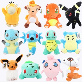 

[Funny] 12pcs/lot 22cm Cartoon Eevee Family 12 style Pikachu Umbreon Plush Toys Doll Stuffed Animals Eevee Snorlax pet baby gift