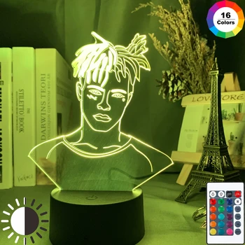 

American Rapper XXXTentacion Figure Led Night Light Cool Fans Gift Dropshipping Room Decor Light Office Bedroom Table 3d Lamp
