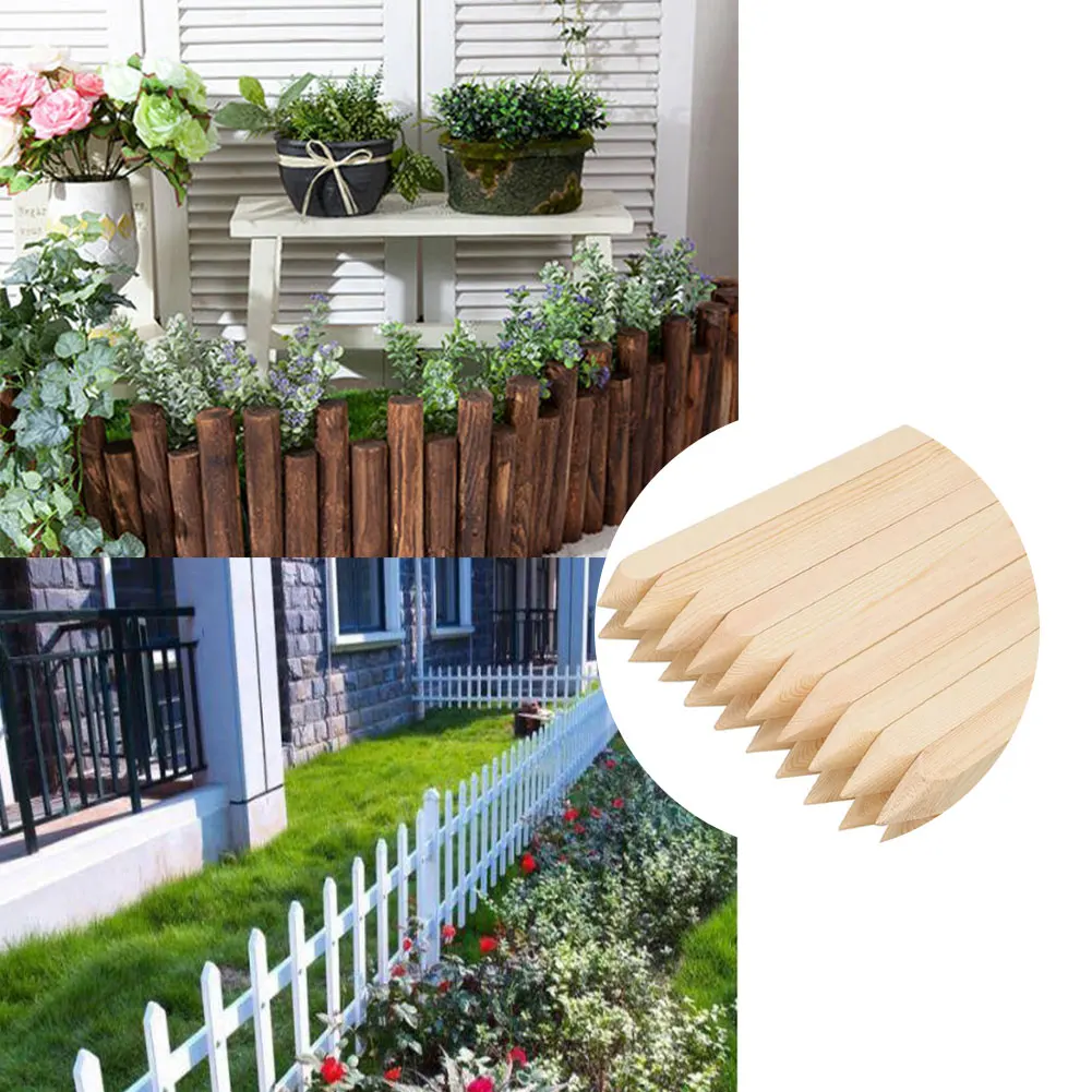 Fence Stakes Wood Fence Post Garden Wooden Stakes Yard Square Pointed Treated Piles 6PCS,Gardening Accessories 