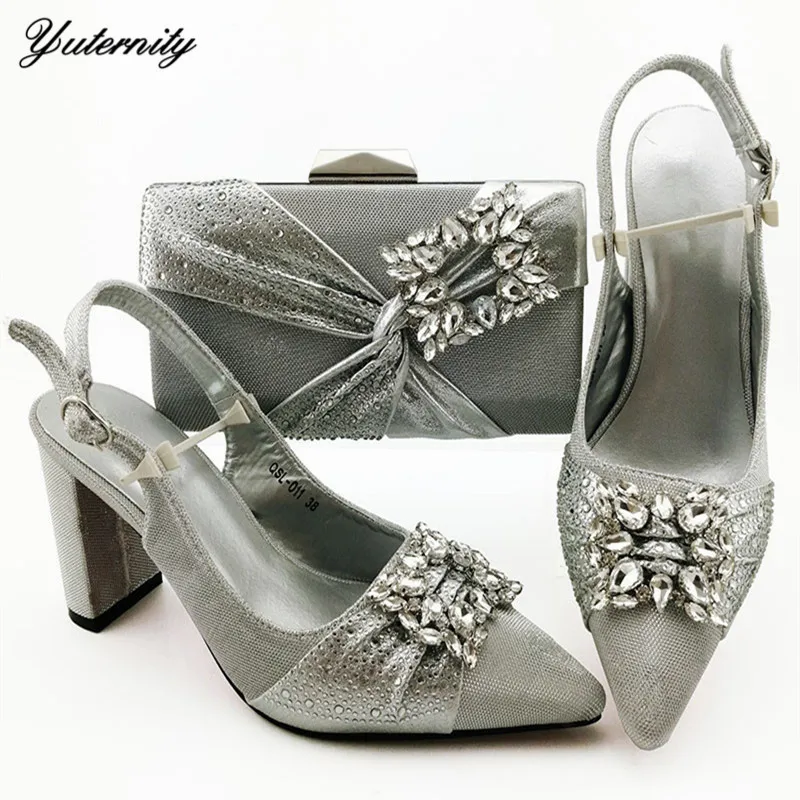 

High Quality Italian Elegant Wedding Shoes And Bag Set Pretty Pumps 9CM Shoes And Bag Set For Wedding Dress Free Shipping