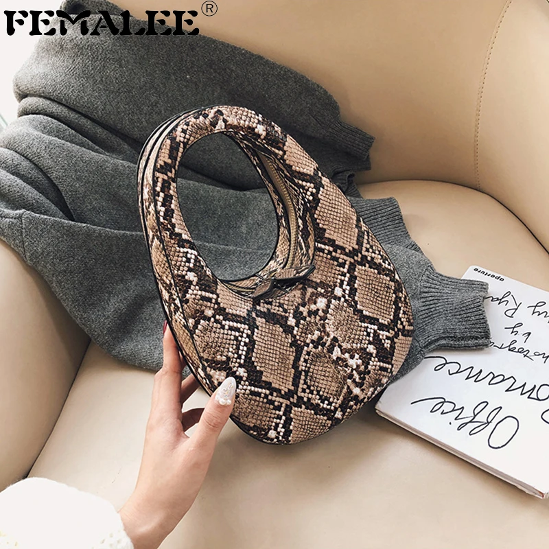 

Vintage Snake Pattern Women Handbag Shell Shape Leather Egg Bag Famous Designer Women Bags Cute Female Luxury Brand Shoulder Bag