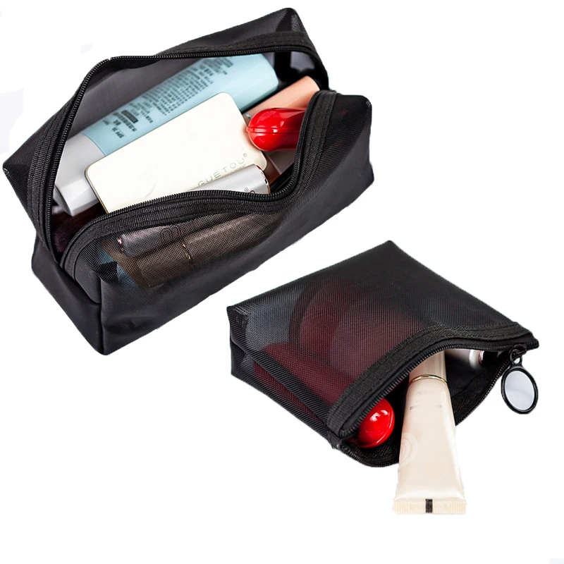 BEAU-3Pcs/набор, черная сетка, прозрачная косметичка, чехол для макияжа, для путешествий