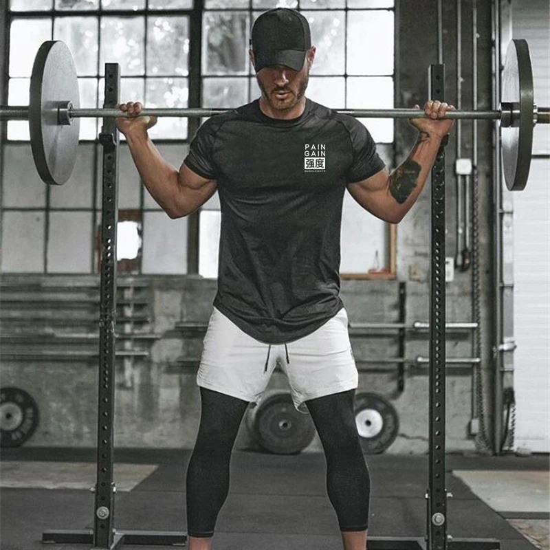 

Brand Mens Muscle T shirt Bodybuilding Fitness Men Tops Mesh Quick Dry Tight Tee Shirt Gym Short Sleeve Tshirt homme