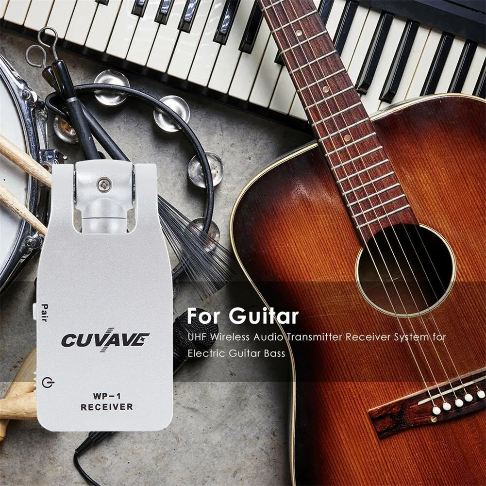 Wireless Guitar System Transmitter Receiver Built-in Rechargeable Battery 30 m Transmission Range Universal Electric Bass