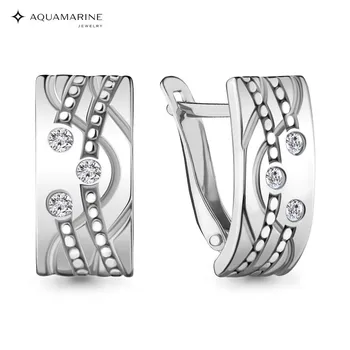 

AQUAMARINE earrings with cubic zirconia, silver 925